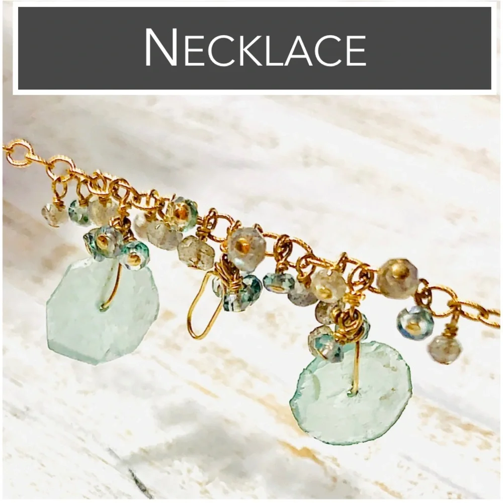 14K‎ GF Sea Glass & Labradorite Necklace (14K Gold-Filled)